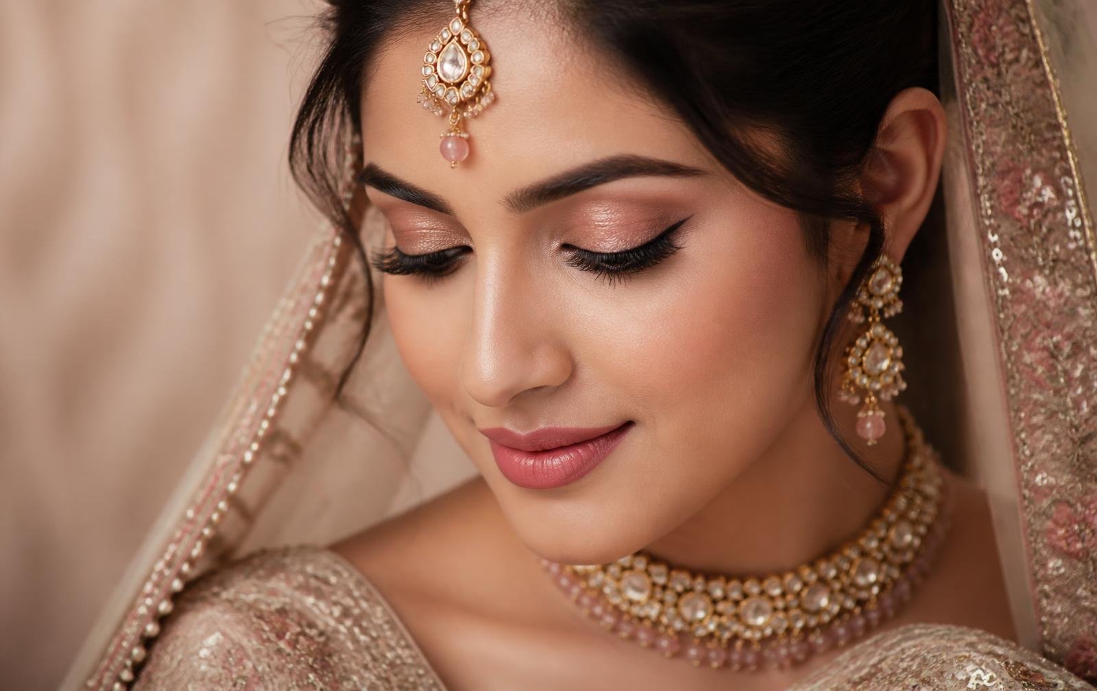 Bridal soft-glam makeup close-up